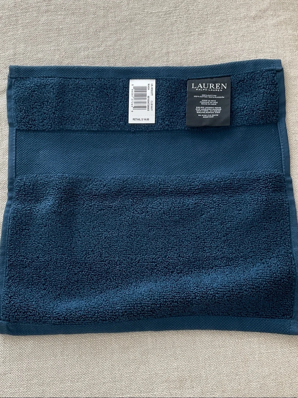 Lauren Ralph Lauren Navy Blue Wash Cloths - Set of 3